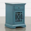 Belle Blue Chairside Table -Furniture Store 250740 blue wood chairside table signature 01