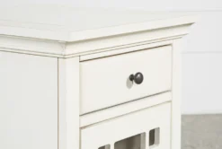 Belle White Chairside Table -Furniture Store 250741 white wood chairside table detail 05