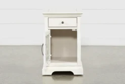 Belle White Chairside Table -Furniture Store 250741 white wood chairside table storage 04