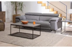 Pouf-Natural + Grey Overstitch -Furniture Store 251188 natural fabric pouf room 42