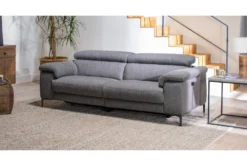 Pouf-Natural + Grey Overstitch -Furniture Store 251188 natural fabric pouf room 44