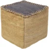 Pouf-Natural + Grey Overstitch -Furniture Store 251188 natural fabric pouf signature 01