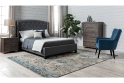 Farrah II Grey Queen Upholstered Panel Bed -Furniture Store 251653 grey fabric upholstered bed room 06
