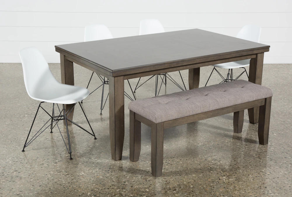 Ashford II 66" Dining With Bench + Alexa White Chair Set For 6 4 Ashford II 66" Dining With Bench + Alexa White Chair Set For 6 - Image 2