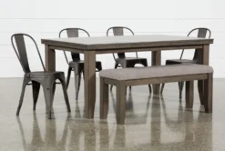 Ashford II 66" Dining With Bench + Delta Bronze Chair Set For 6