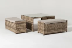 Capri Outdoor Coffee Table With Two Ottomans 16 Capri Outdoor Coffee Table With Two Ottomans -Furniture Store 253576 grey wicker coffee table feature 03