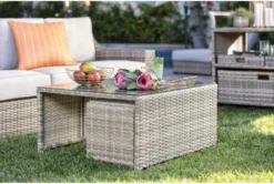 Capri Outdoor Coffee Table With Two Ottomans 22 Capri Outdoor Coffee Table With Two Ottomans -Furniture Store 253576 grey wicker coffee table room 44