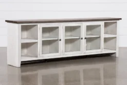 Dixon White 97" Tv Stand With Glass Doors