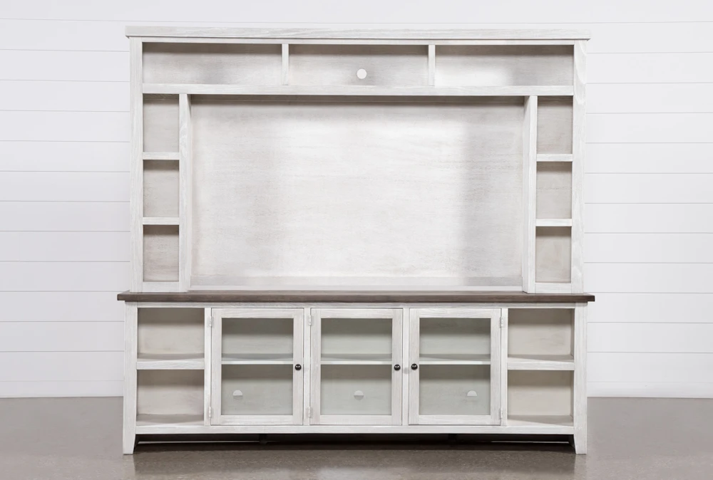 Dixon White 97" 2 Piece Entertainment Center With Glass Doors 4 Dixon White 97" 2 Piece Entertainment Center With Glass Doors - Image 2