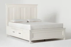 Presby White Queen Panel Bed With Storage -Furniture Store 254250 white wood bed side 02