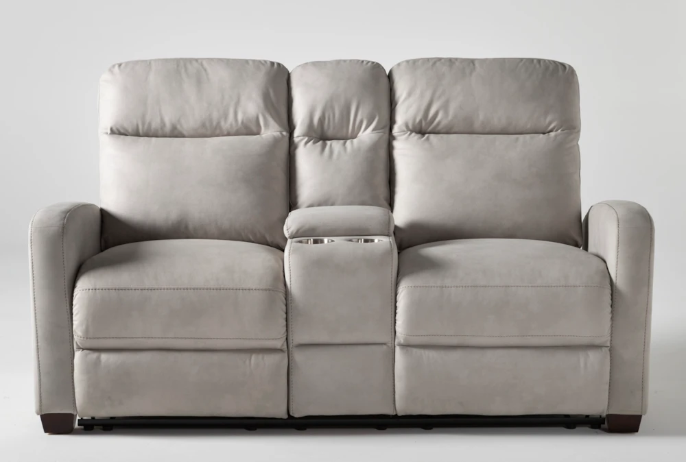 Jarrell Light Grey 71" Power Reclining Storage Console Loveseat With USB 3 Jarrell Light Grey 71" Power Reclining Storage Console Loveseat With USB