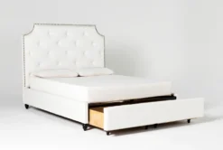 Sophia II King Upholstered Panel Bed With Storage -Furniture Store 255542 white fabric bed v2 detail 02