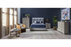 Boswell Queen Upholstered Panel Bed With Storage -Furniture Store 255562 grey fabric bed room 46