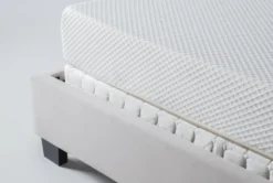 Topanga Grey California King Velvet Upholstered Panel Bed 13 Topanga Grey California King Velvet Upholstered Panel Bed -Furniture Store 255615 grey fabric bed detail 44