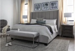 Topanga Grey California King Velvet Upholstered Panel Bed 15 Topanga Grey California King Velvet Upholstered Panel Bed -Furniture Store 255615 grey fabric bed room 36