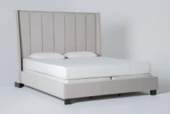 Topanga Grey California King Velvet Upholstered Panel Bed 17 Topanga Grey California King Velvet Upholstered Panel Bed -Furniture Store 255615 grey fabric bed side 18