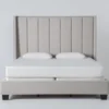 Topanga Grey California King Velvet Upholstered Panel Bed -Furniture Store 255615 grey fabric bed signature 01