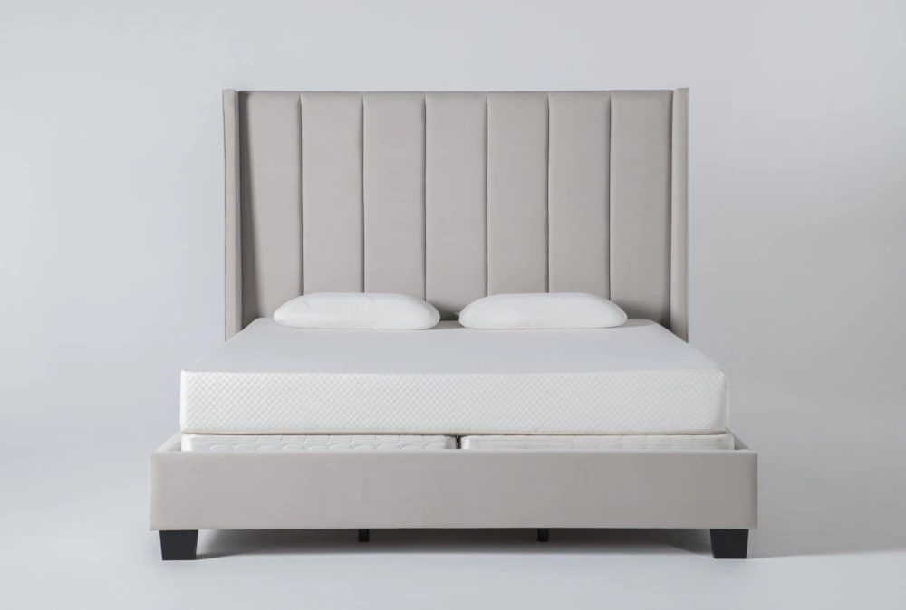 Topanga Grey California King Velvet Upholstered Panel Bed 3 Topanga Grey California King Velvet Upholstered Panel Bed