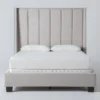 Topanga Grey Queen Velvet Upholstered Panel Bed -Furniture Store 255617 grey fabric bed signature 01