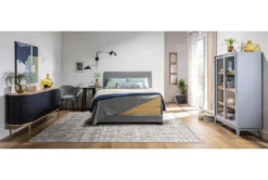 Colleen Queen Upholstered Panel Bed -Furniture Store 256053 grey fabric bed room 43