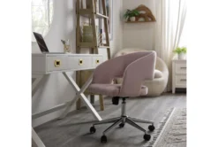 Phoebe Blush Velvet Rolling Office Chair -Furniture Store 256361 pink fabric office chair room 44