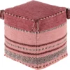 Pouf-Youth Pink And Blush Tassled -Furniture Store 257146 pink fiber pouf signature 01