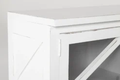 Sinclair II White 68" TV Stand With Glass Doors -Furniture Store 258163 white wood media console detail 44