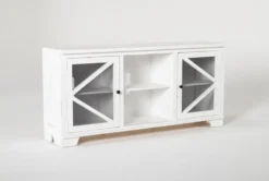 Sinclair II White 68" TV Stand With Glass Doors -Furniture Store 258163 white wood media console side 18