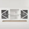 Sinclair II White 68" TV Stand With Glass Doors -Furniture Store 258163 white wood media console signature 01