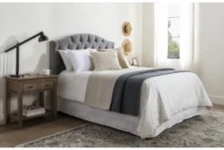 Bella California King Velvet Upholstered Headboard With Metal Bed Frame -Furniture Store 258388 grey fabric bed room 35
