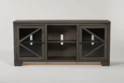 Sinclair II Grey 68" TV Stand With Glass Doors