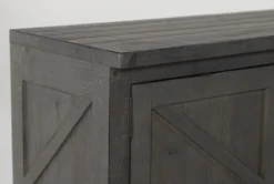 Sinclair II Grey 78" TV Stand With Glass Doors -Furniture Store 258743 grey wood media console detail 44