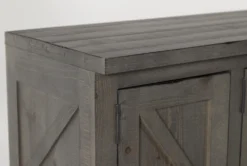 Sinclair II Grey 118" 3 Piece Entertainment Center With Glass Doors -Furniture Store 260050 grey wood media wallentertainment center detail 45