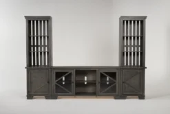 Sinclair II Grey 118" 3 Piece Entertainment Center With Glass Doors