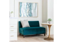 Holden IV 51" Velvet Settee 18 Holden IV 51" Velvet Settee -Furniture Store 260504 blue fabric settee room 61