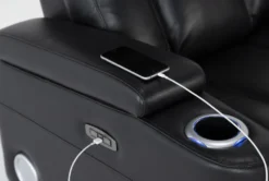 Eastwood Midnight Home Theater Power Wallaway Recliner With Power Headrest, Bluetooth & USB -Furniture Store 260966 black polyester wallaway hardware 51