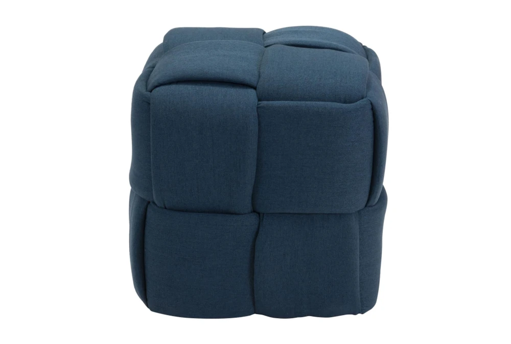 Navy Blue Fabric Weave Ottoman 4 Navy Blue Fabric Weave Ottoman - Image 2