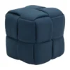 Navy Blue Fabric Weave Ottoman -Furniture Store 261927 blue polyester pouf signature 04