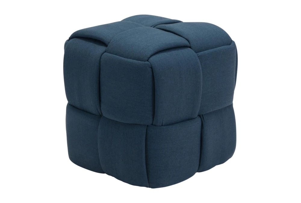 Navy Blue Fabric Weave Ottoman 3 Navy Blue Fabric Weave Ottoman