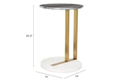 Gold + Silver C Table -Furniture Store 261934 black marble accent table detail 61