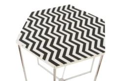 Black + White Pattern Accent Table -Furniture Store 261949 black stone accent table detail 64