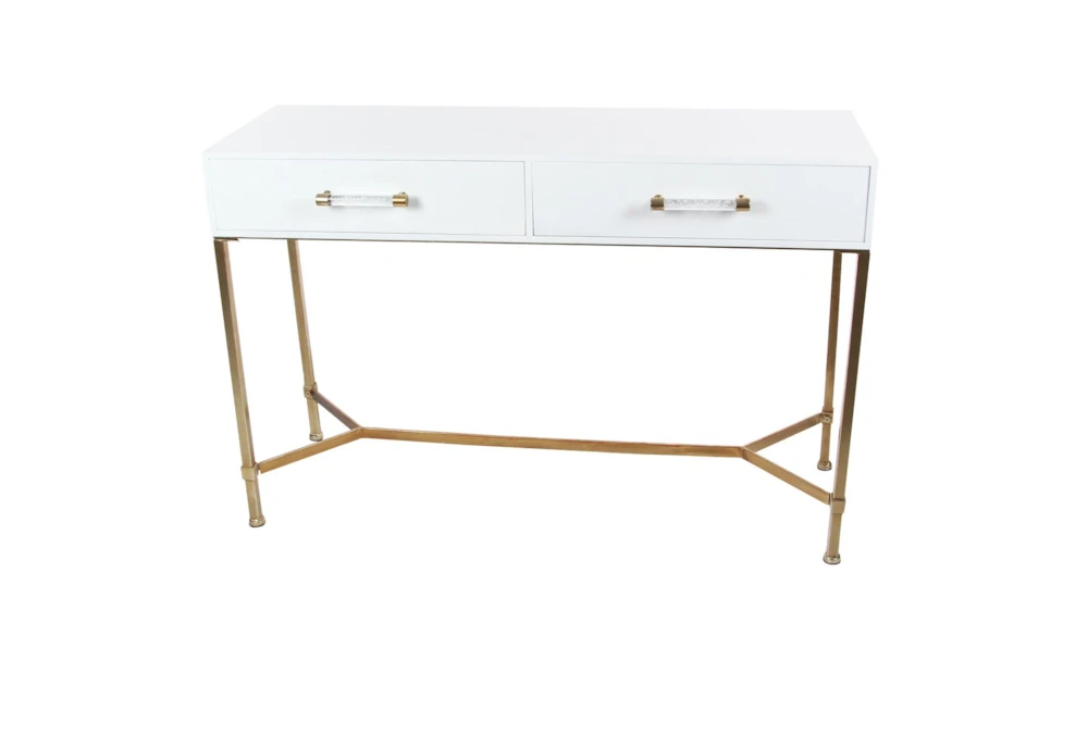 Contemporary White And Bronze 47" Console Table 6 Contemporary White And Bronze 47" Console Table - Image 4