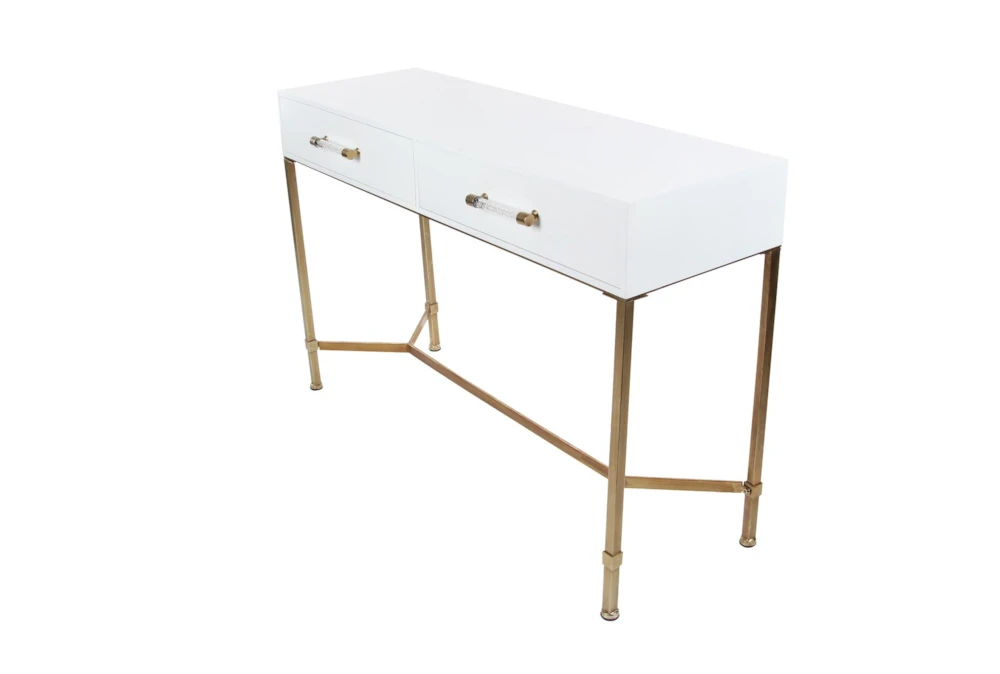 Contemporary White And Bronze 47" Console Table 4 Contemporary White And Bronze 47" Console Table - Image 2