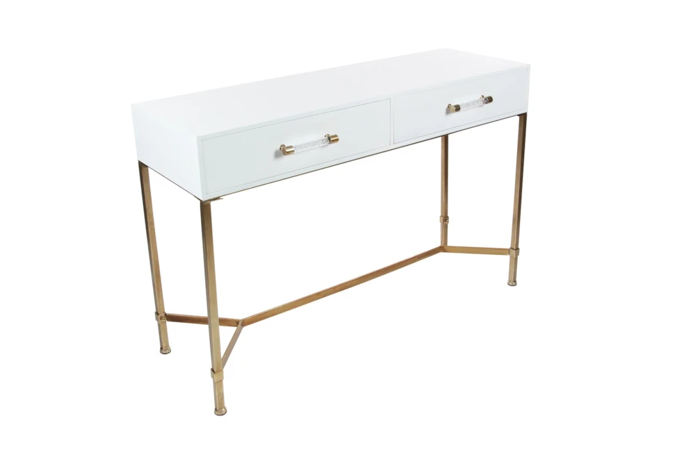 Contemporary White And Bronze 47" Console Table 3 Contemporary White And Bronze 47" Console Table