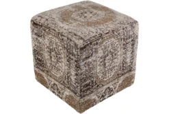 Pouf-Grey Woven Traditional