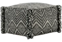 Pouf-Black Cream Fringe -Furniture Store 262858 fiber detail 45