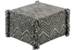 Pouf-Black Cream Fringe