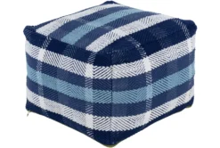 Pouf-Blue White Plaid