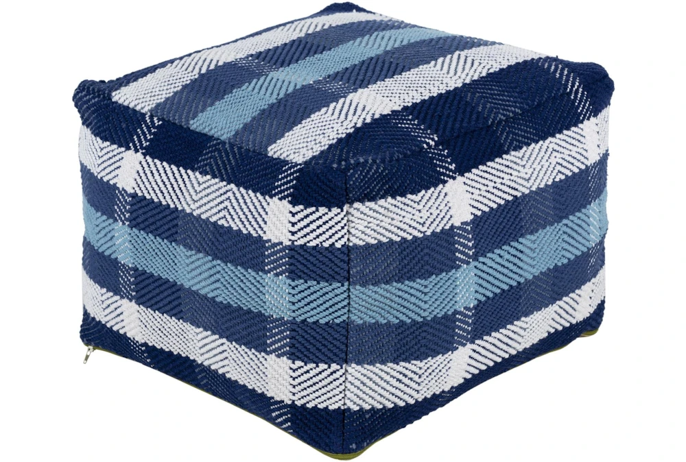 Pouf-Blue White Plaid 3 Pouf-Blue White Plaid