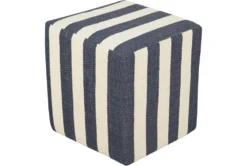 Pouf-Blue Cream Stripes